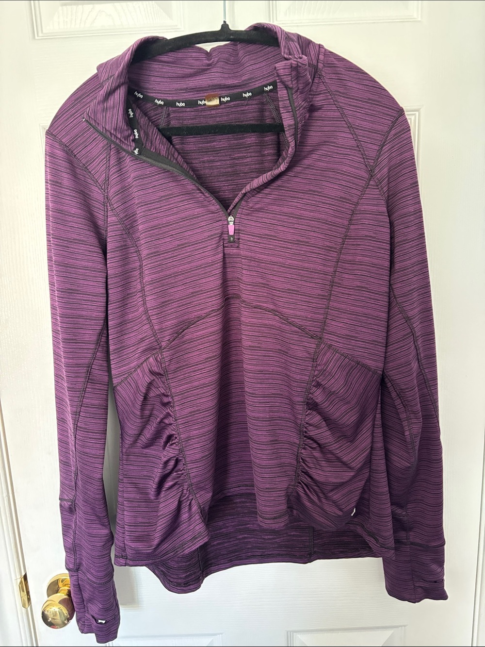 Lightweight Purple Striped Half-Zip Hoodie